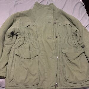 Wilfred Light Olive Utility Jacket with Drawstring Waist